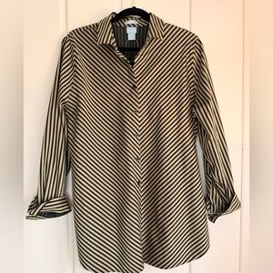 Chico's Black and Tan Striped Blouse